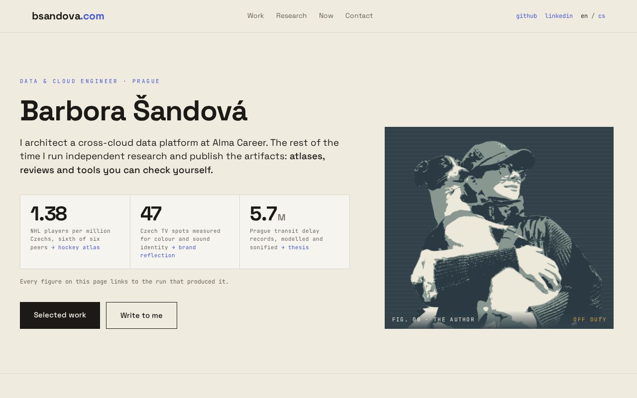 Preview of Source of bsandova.com — personal portfolio of Barbora Šandová