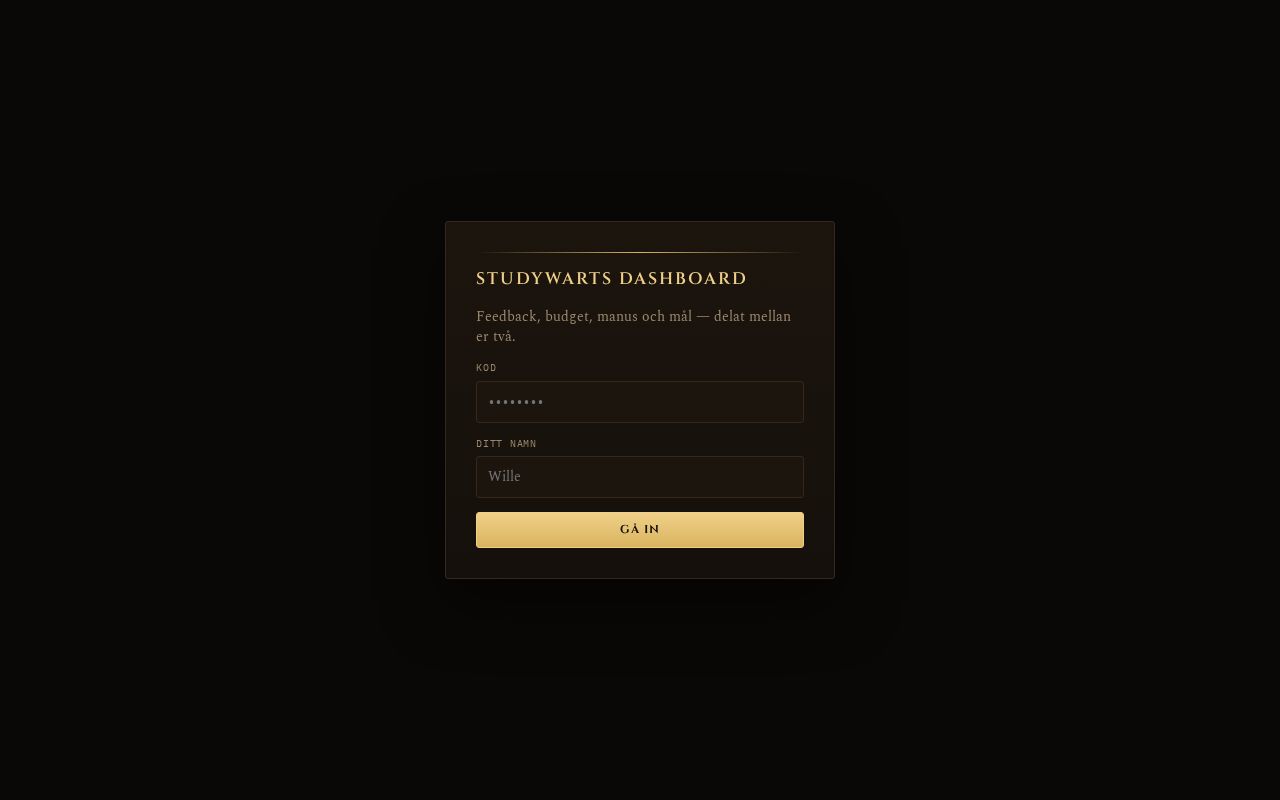 Preview of Studywarts Dashboard