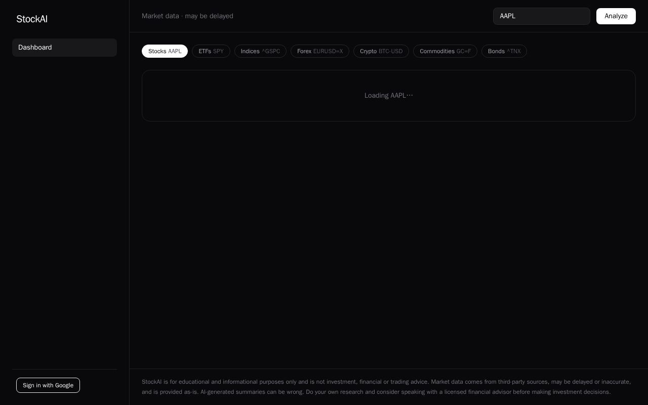 Preview of Stock Dashboard Frontend