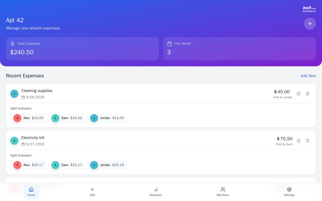 Preview of “RoomieSplit” – Instant House-Share Expense Splits