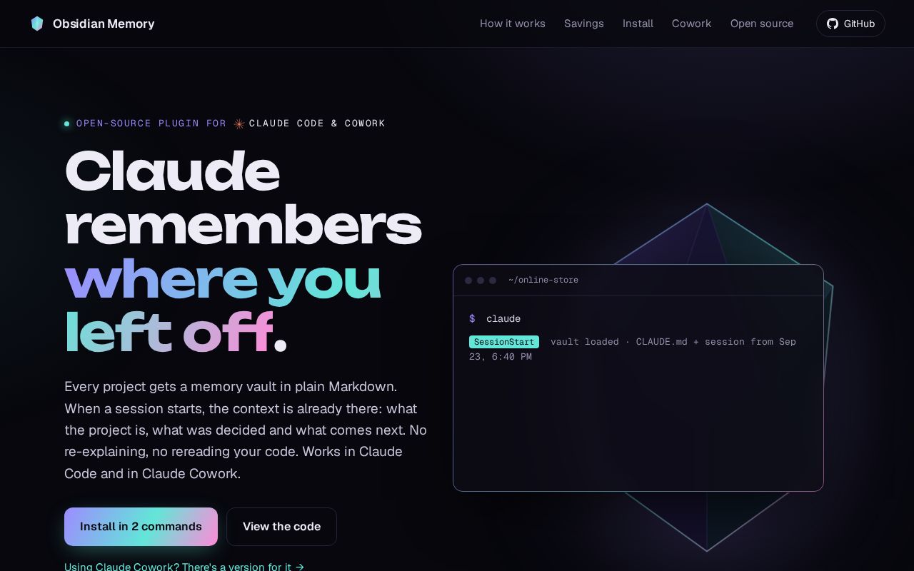 Preview of Obsidian Memory Site