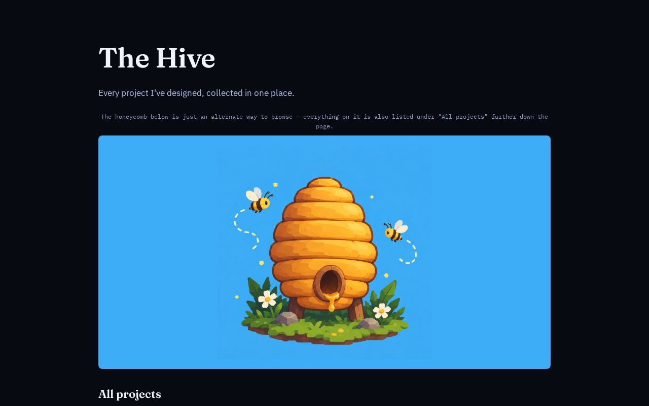 Preview of Personal site tracking the projects I build — a running log, newest first