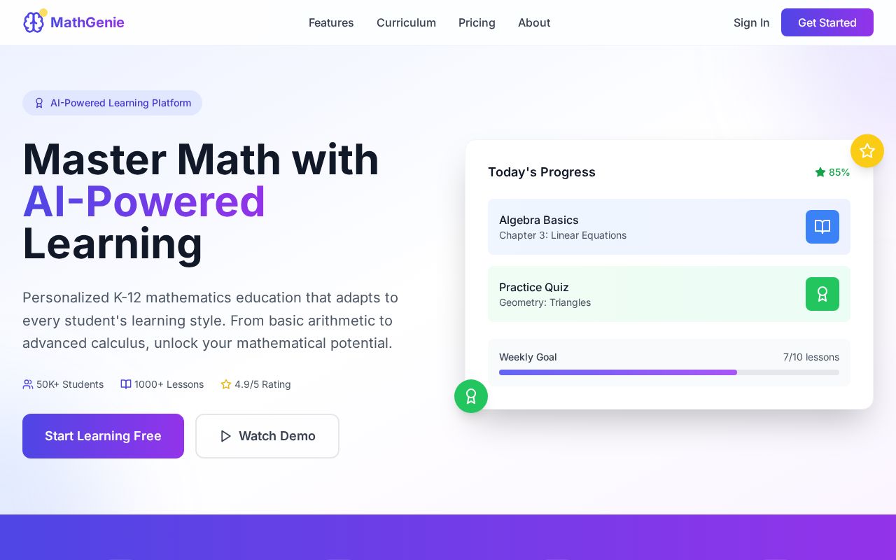 Preview of MathGenie: AI- powered Math & Vedic Math