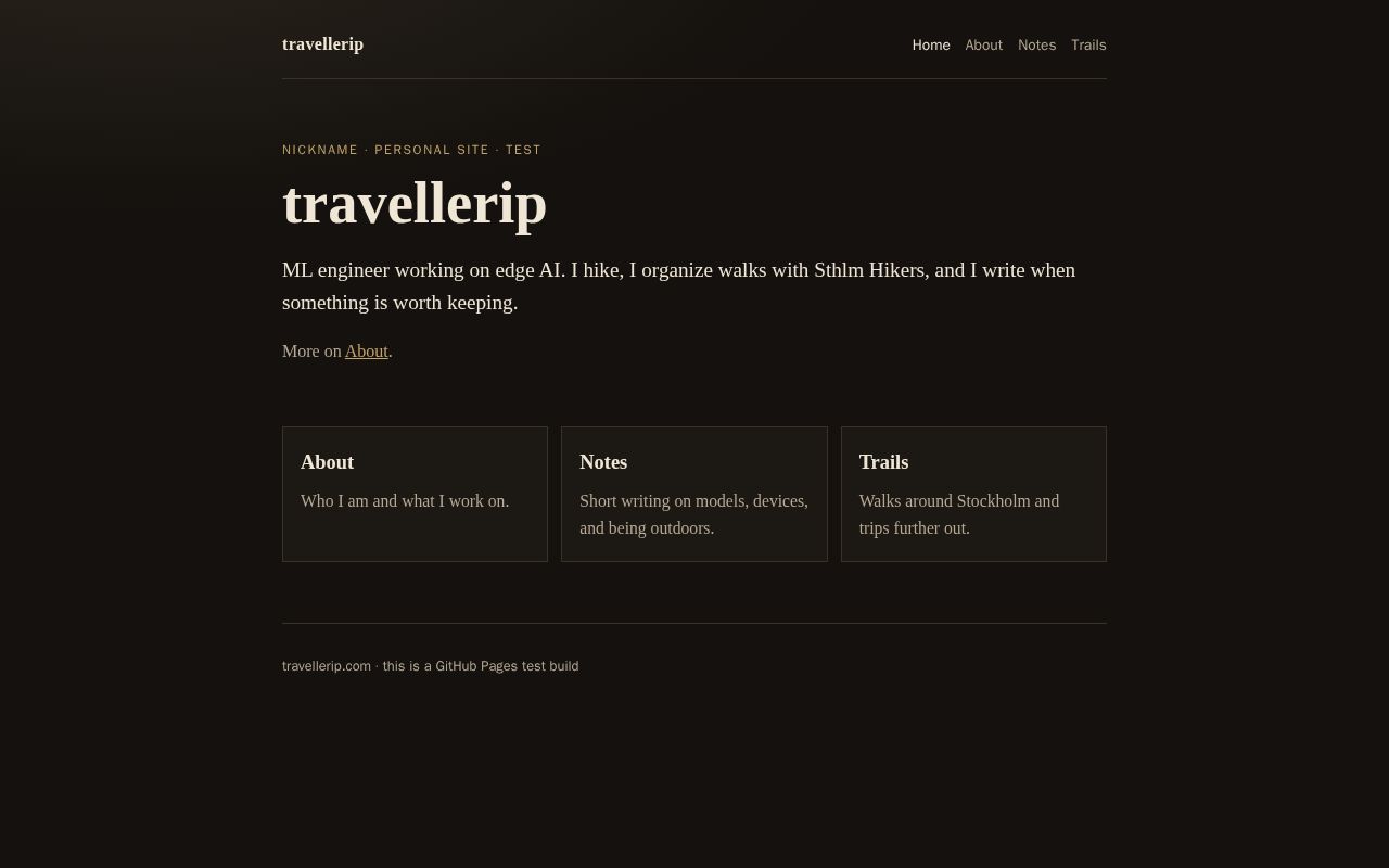 Preview of Personal site — travellerip