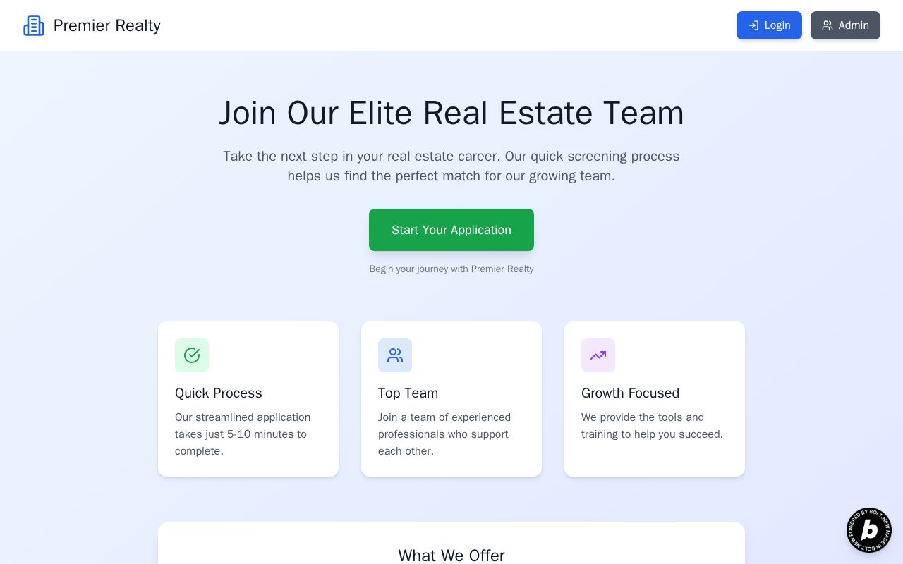 Preview of Premier Realty : Real Estate Broker Recruitment Platform