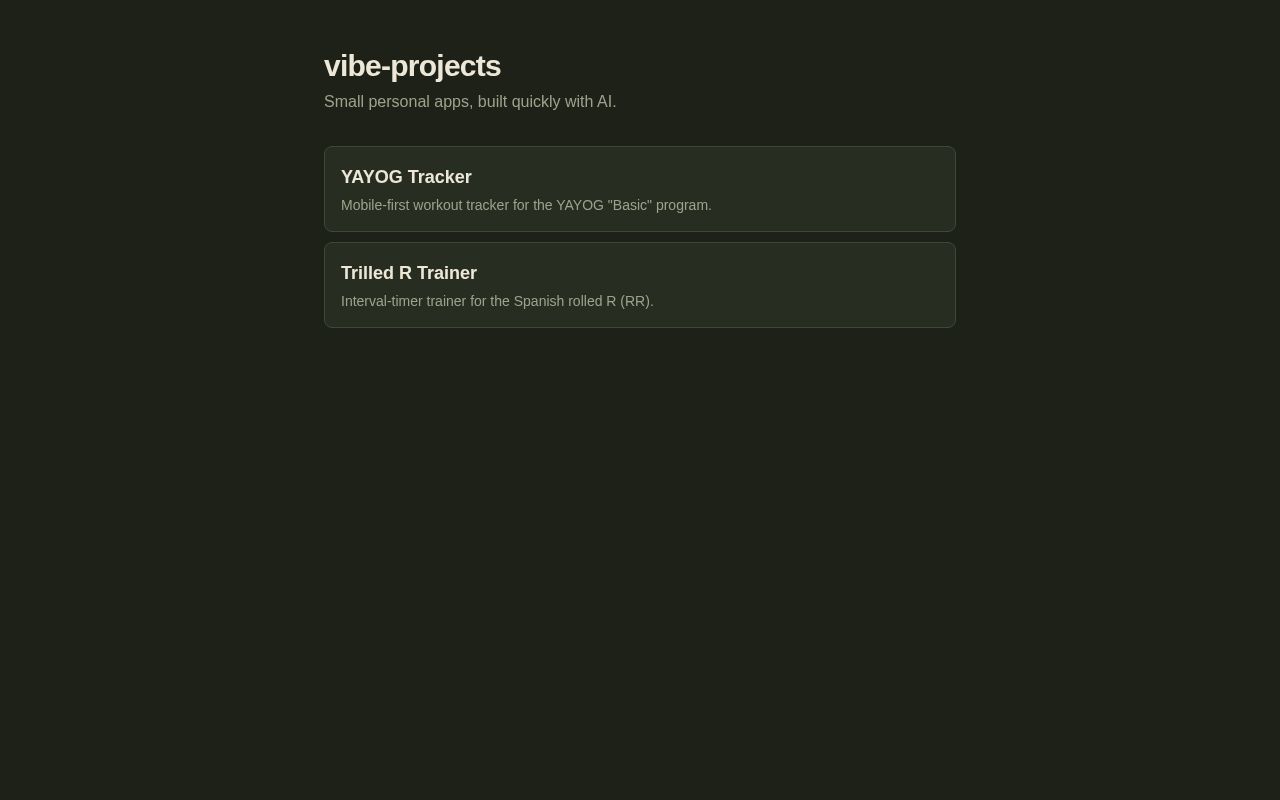 Preview of Vibe Projects