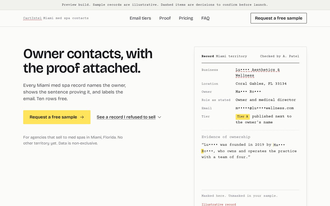 Preview of Cartintel Lists Website