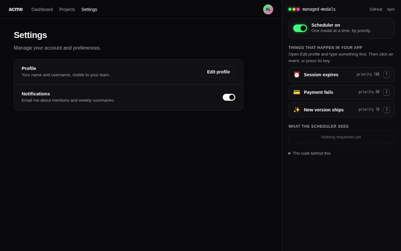 Preview of Managed Modals