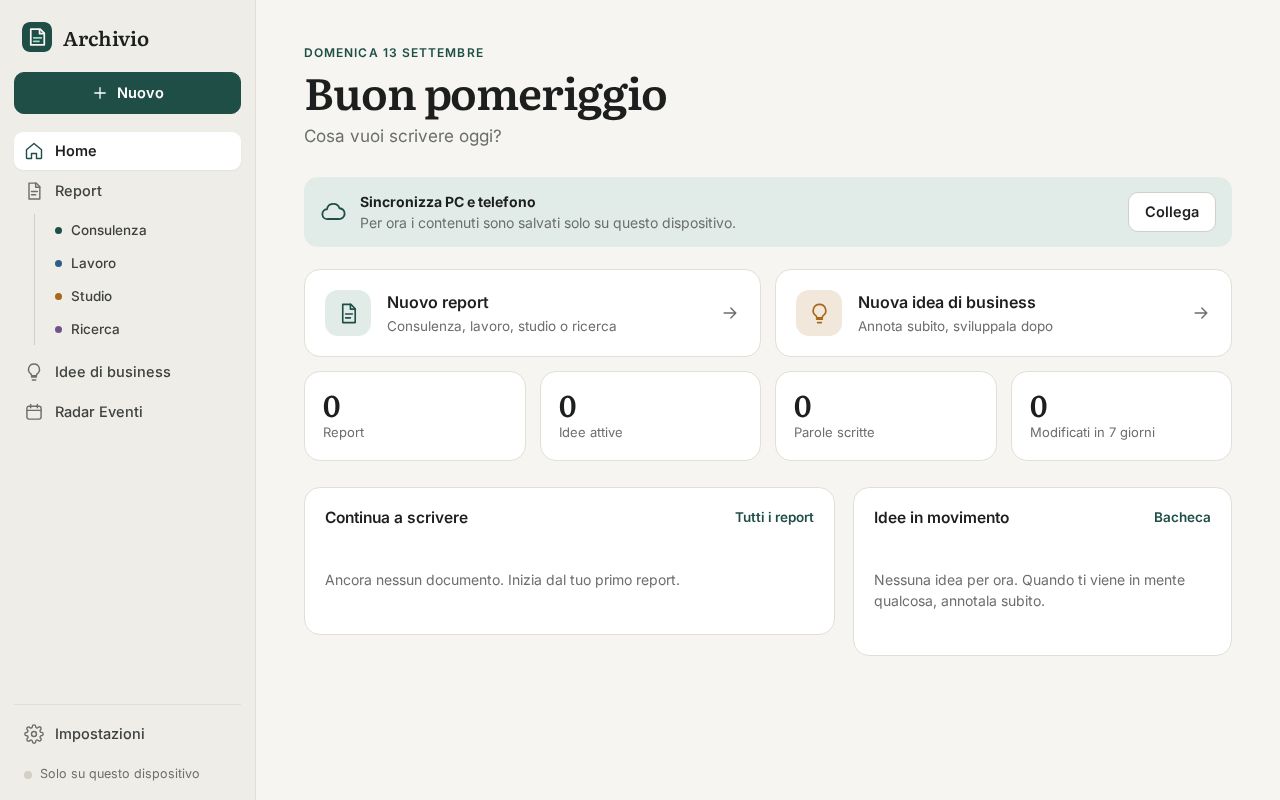 Preview of Archivio Lavoro: report di consulenza, studio e ricerca e idee di business
