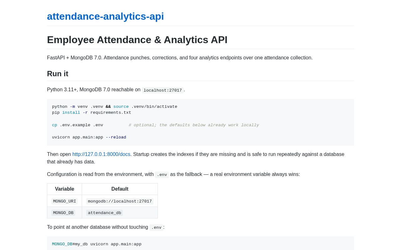 Preview of Attendance Analytics Api