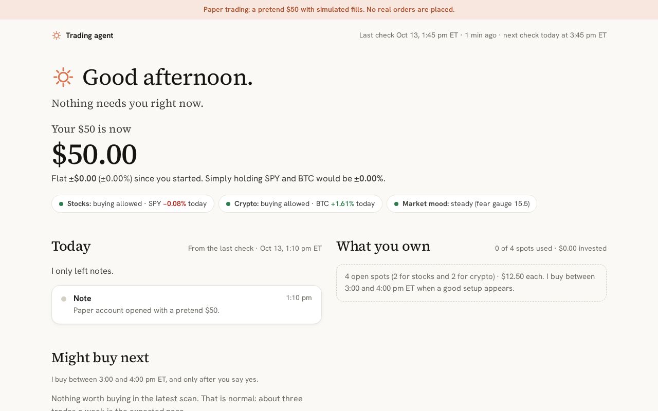 Preview of Trading agent