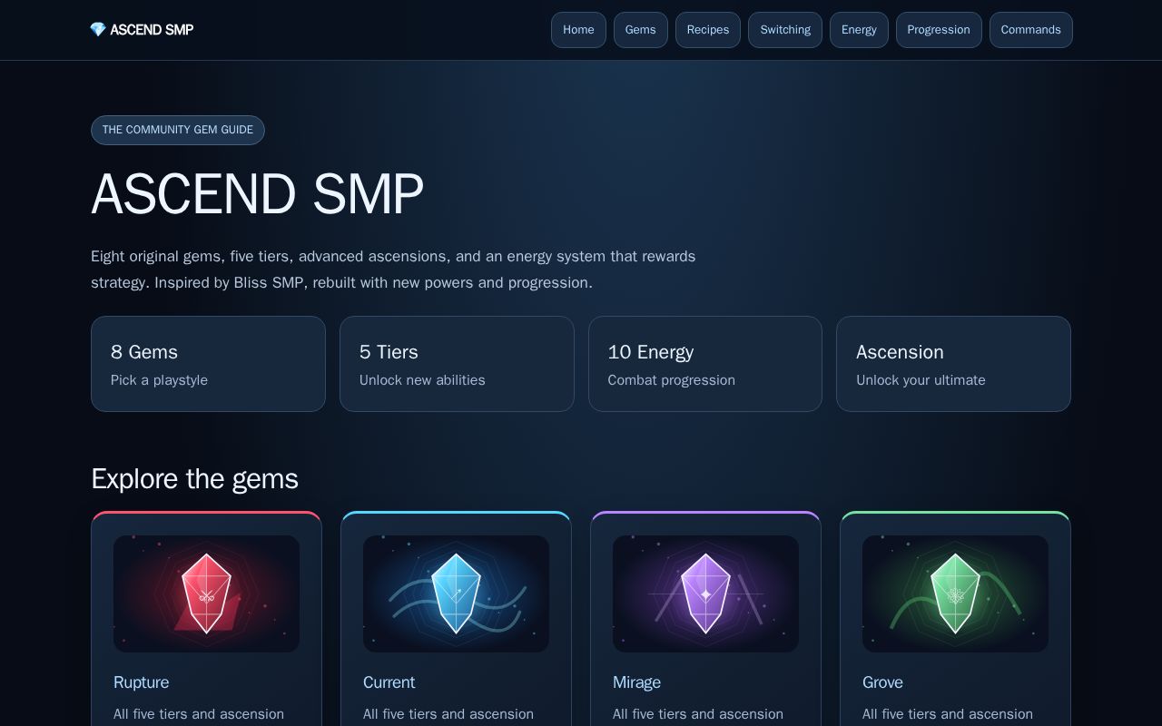 Preview of Ascend Smp Website