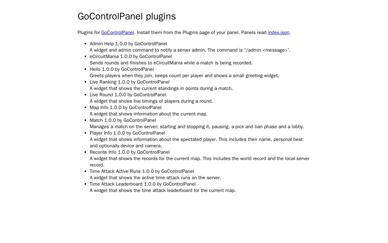 Preview of Tmcontrolpanel Plugins