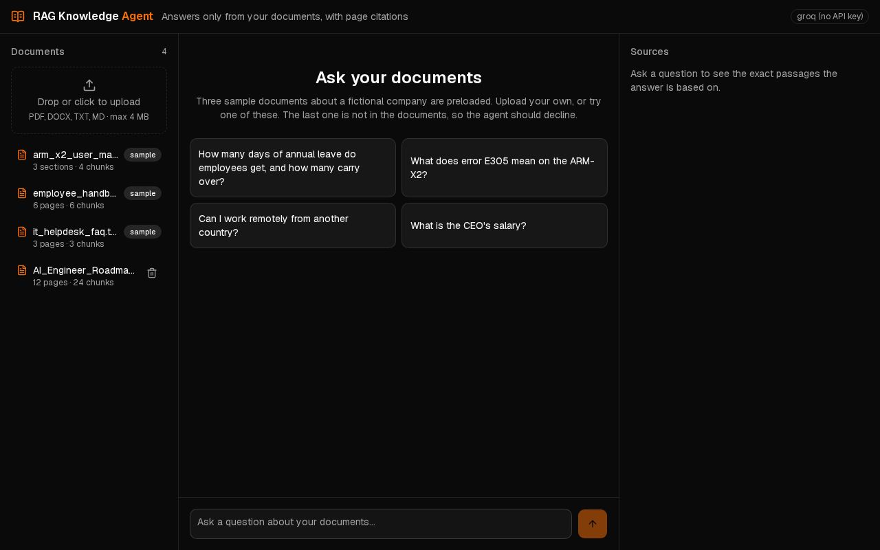 Preview of Rag Knowledge Agent