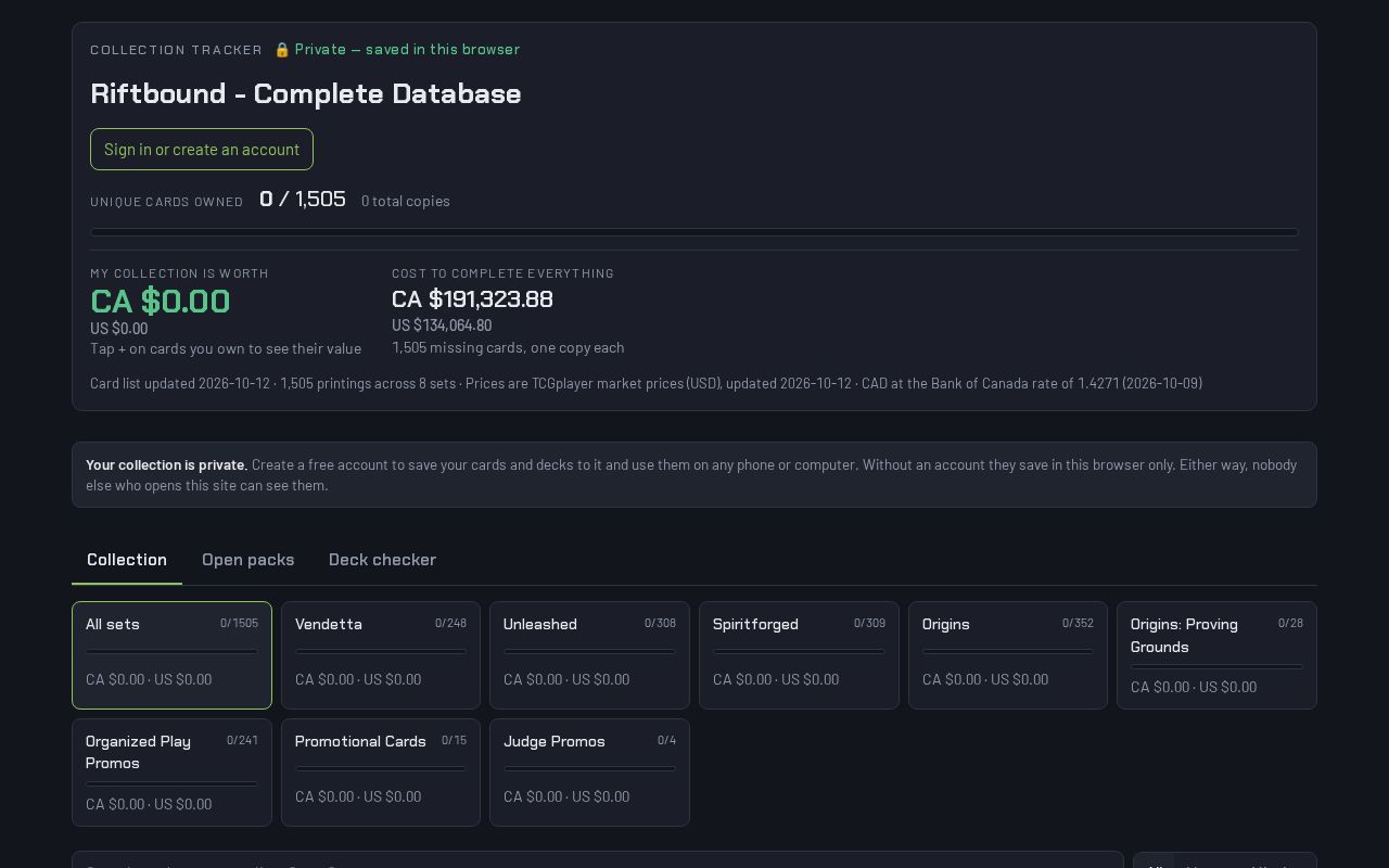 Preview of Riftbound Database