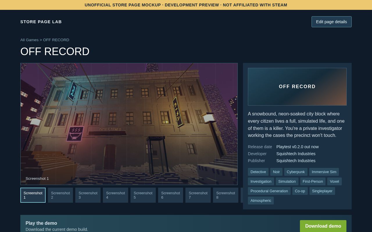 Preview of Aether Storepage Lab