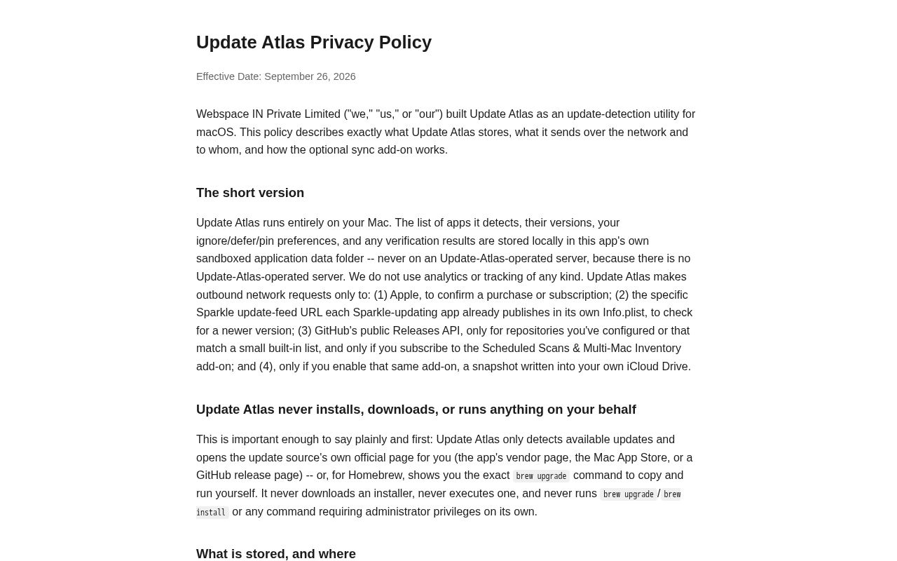 Preview of Updateatlas Privacy Page