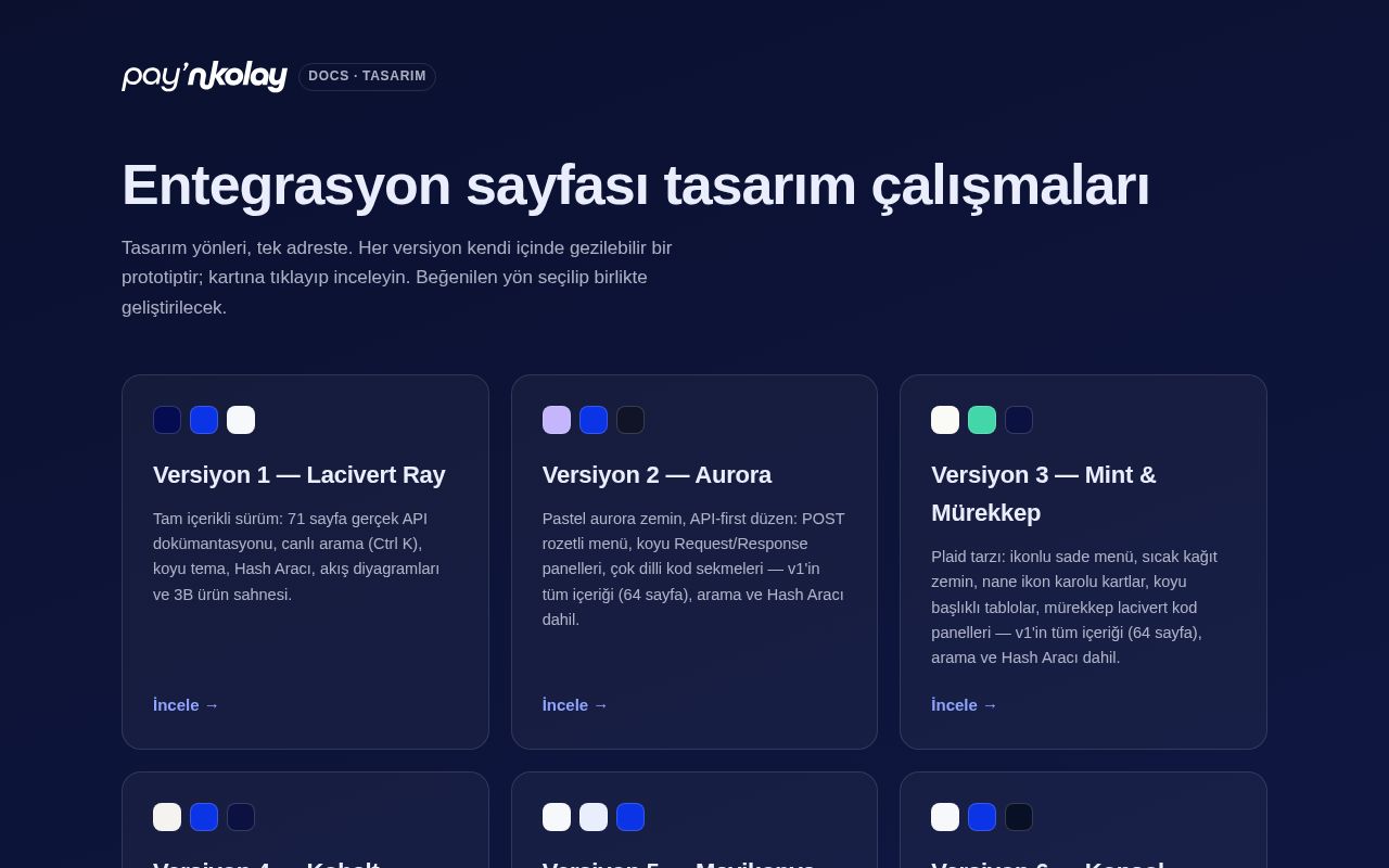Preview of Paynkolay entegrasyon dokümantasyon portalı — yeniden tasarım çalışması