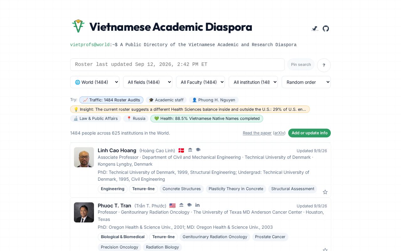 Preview of A directory of Vietnamese professors worldwide.