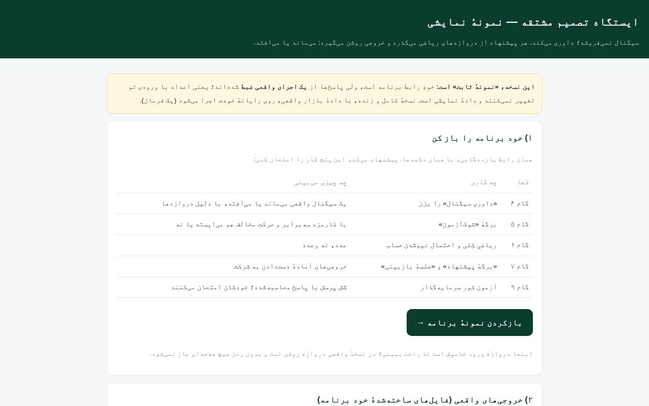 Preview of ایستگاه تصمیم مشتقه — نمونهٔ نمایشی