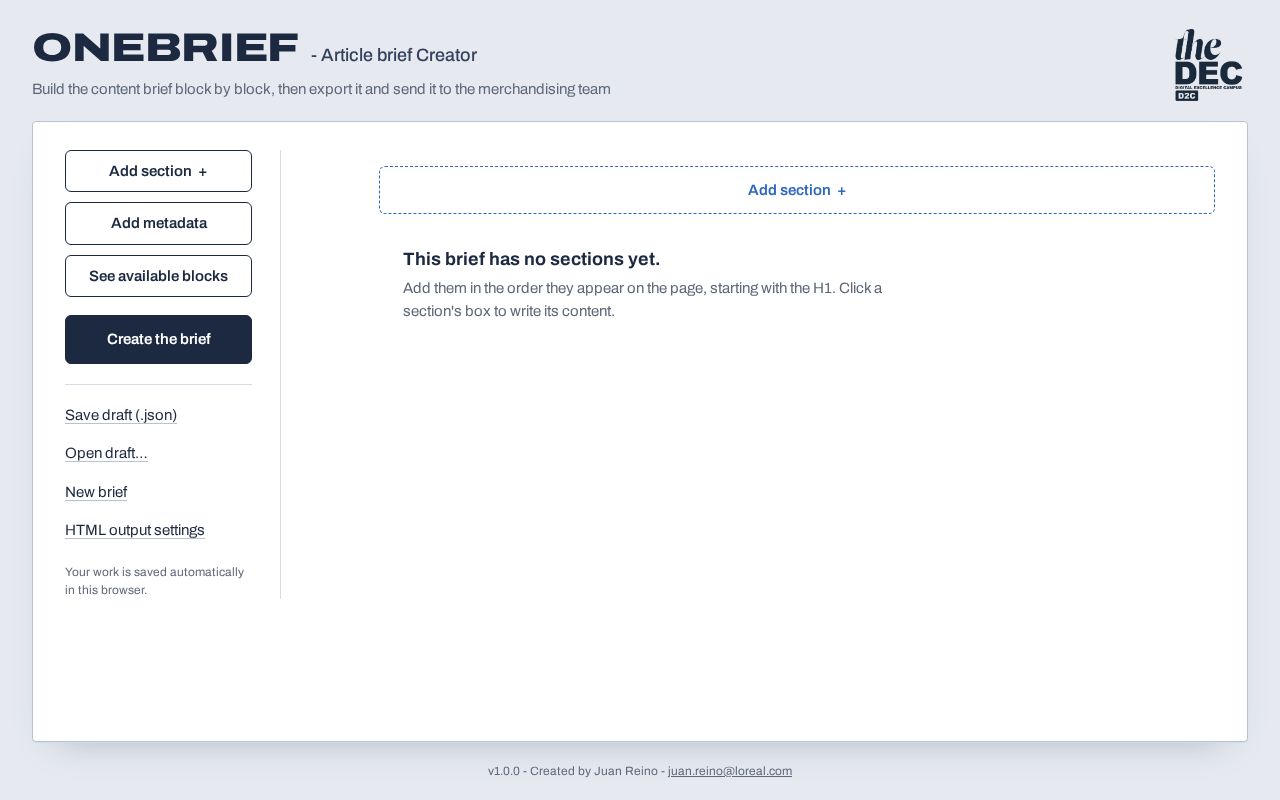 Preview of Article Brief Creator