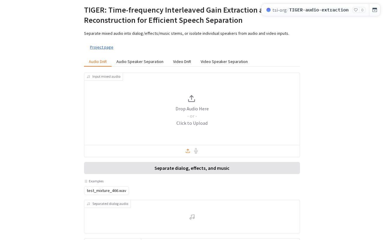 Preview of TIGER Audio Extractor