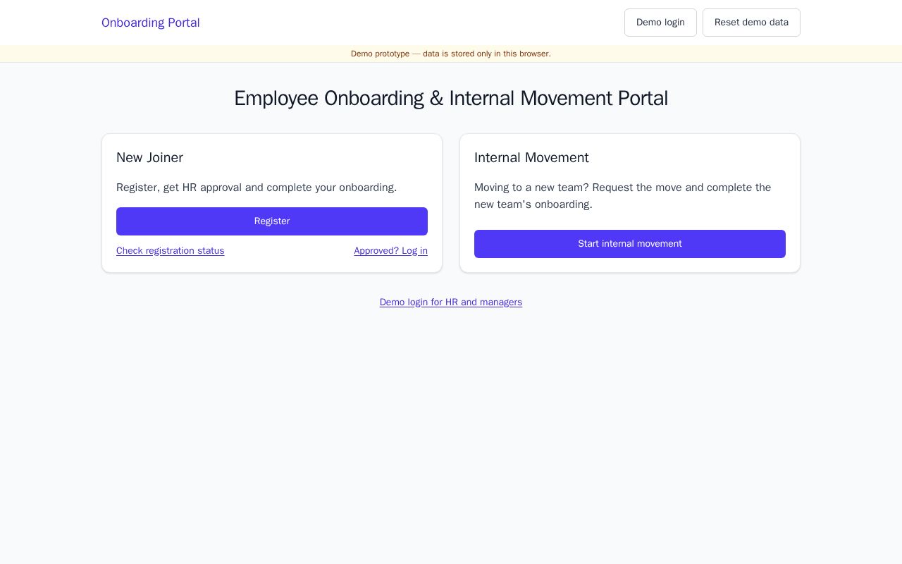 Preview of Onboarding Portal