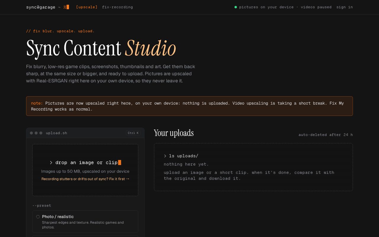 Preview of Sync Content Studio