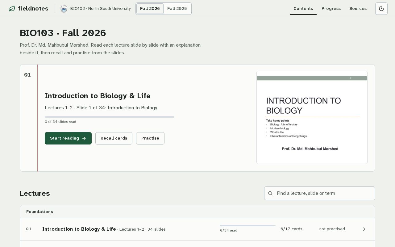 Preview of Bio103 Fieldnotes
