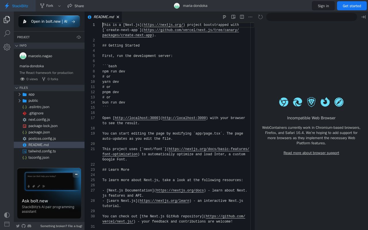 Preview of Created with StackBlitz ⚡️