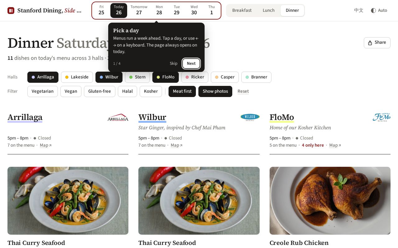 Preview of Better Stanford Dining Menu
