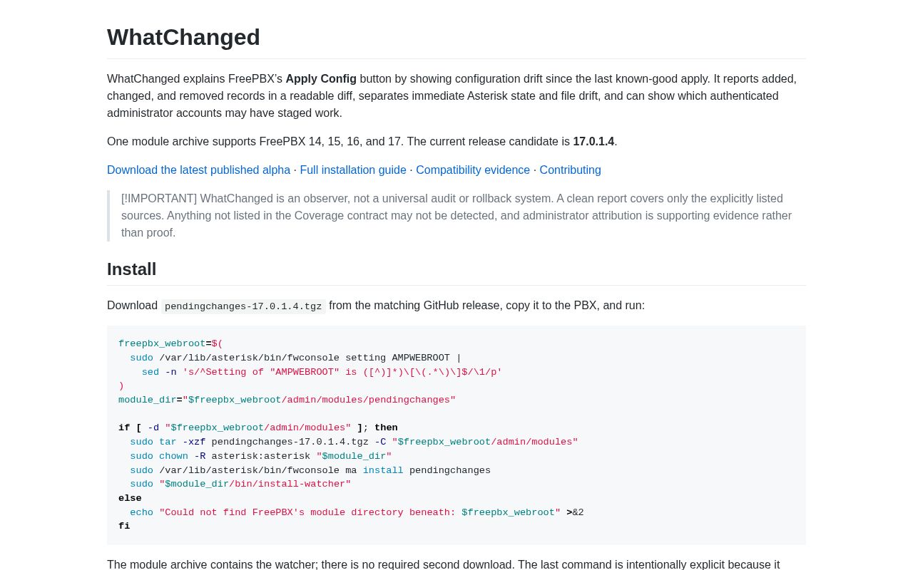Preview of Explain FreePBX Apply Changes configuration drift