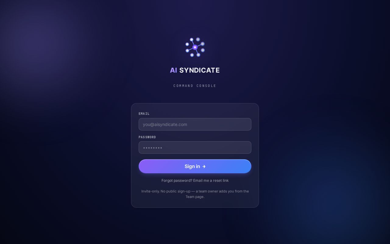 Preview of AI Syndicate Admin