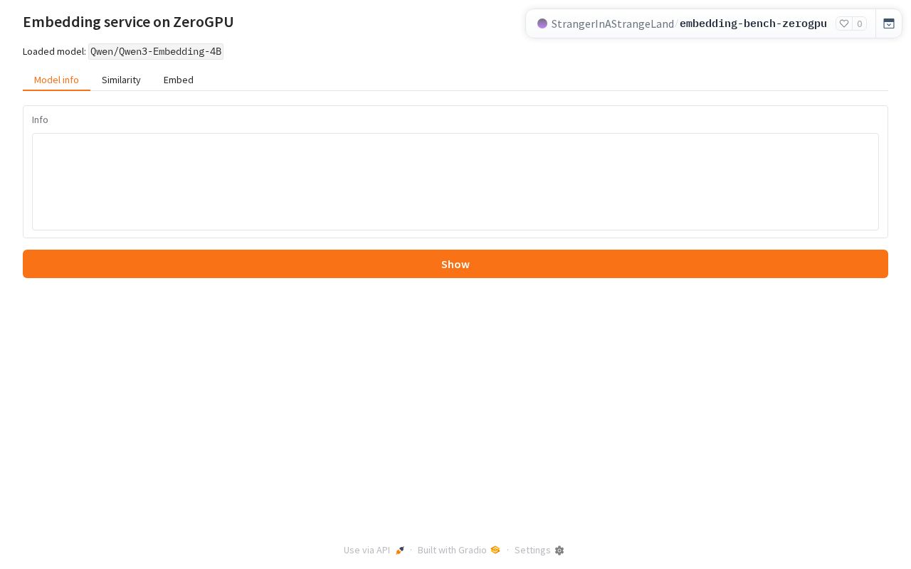 Preview of Embedding Benchmark (ZeroGPU)