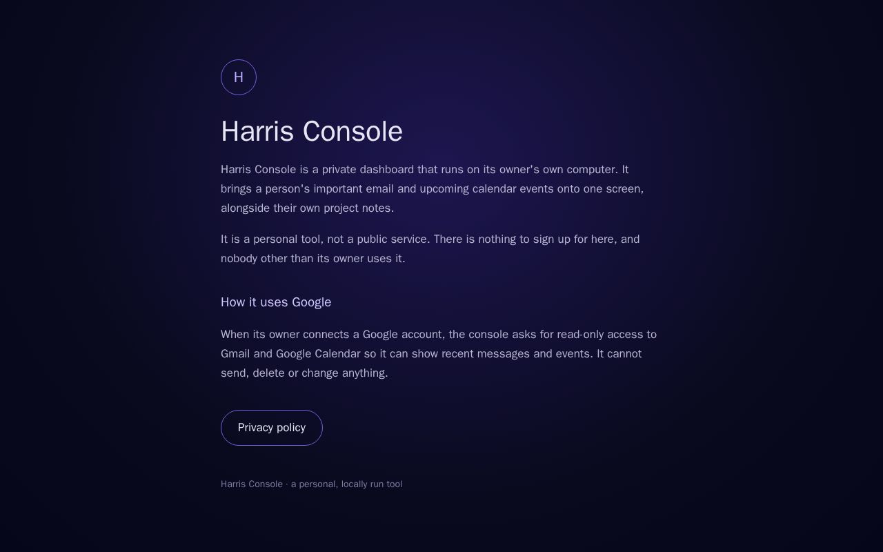 Preview of Harris Console