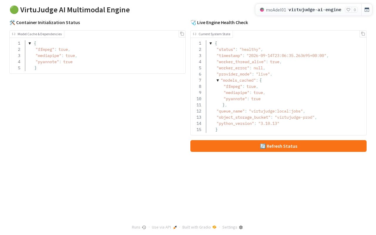 Preview of VirtuJudge AI Engine