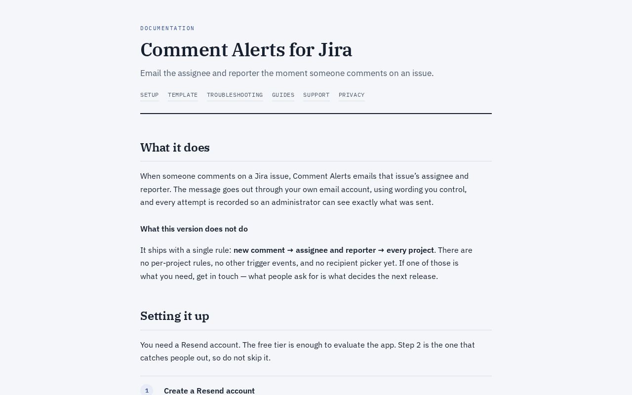 Preview of Comment Alerts Docs