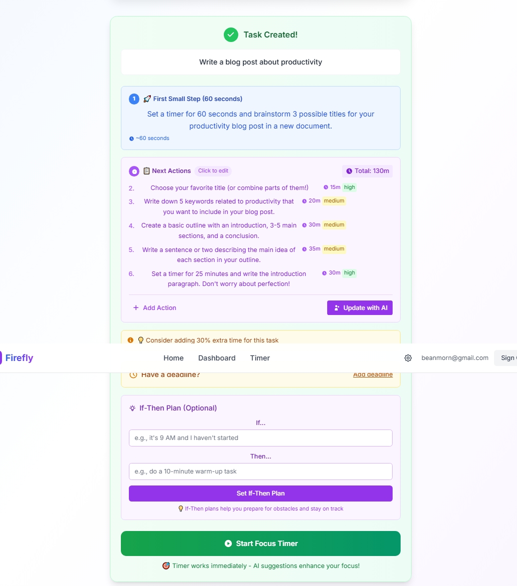 Preview of Firefly - ADHD focus app