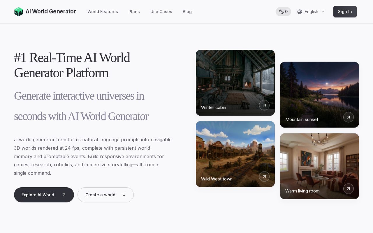 Preview of #1 AI World Generator