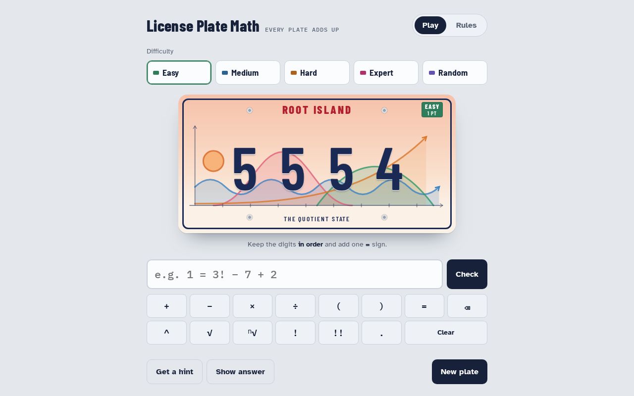 Preview of License Plate Math