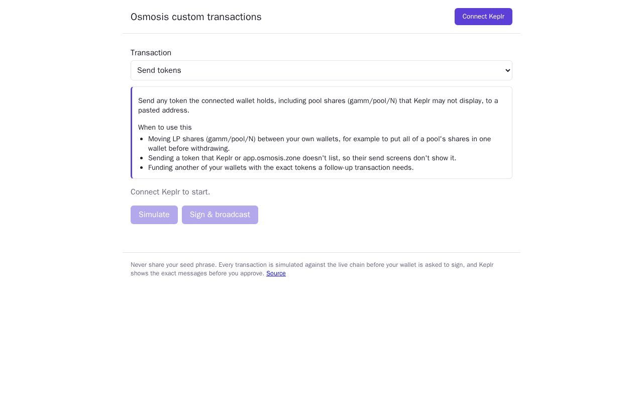Preview of Osmosis Custom Transactions