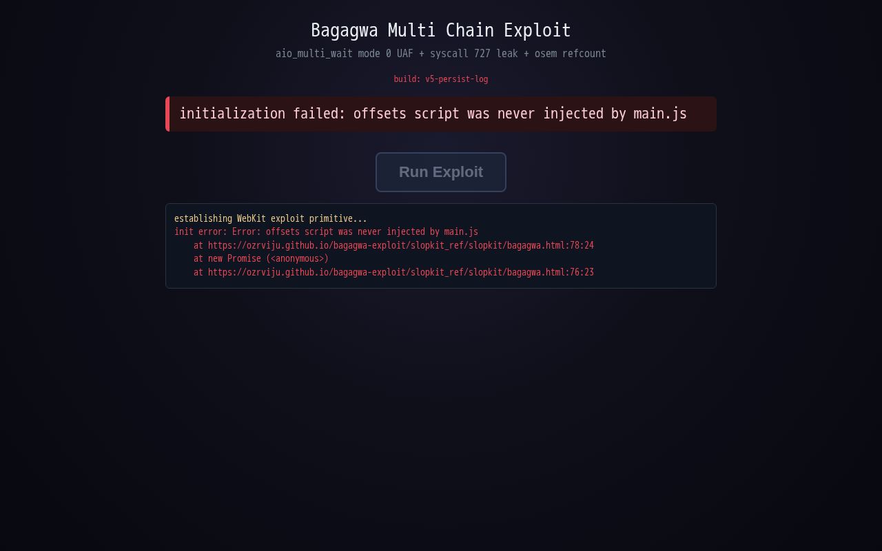 Preview of Bagagwa Multi Chain Exploit - PS5 aio_multi_wait UAF