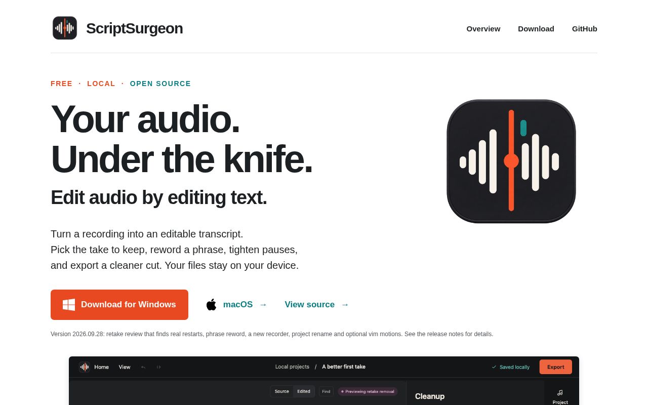 Preview of ScriptSurgeon