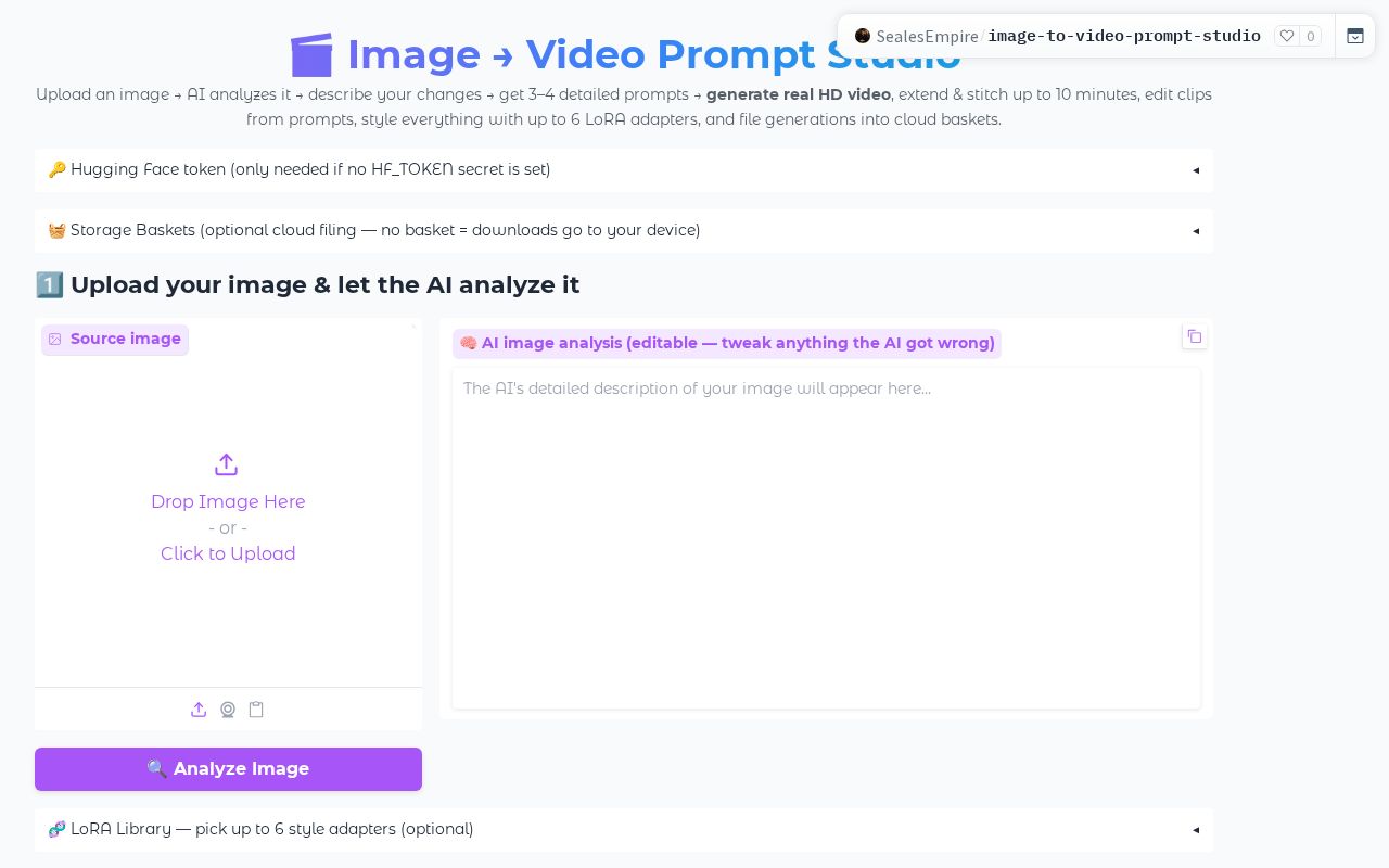 Preview of Image To Video Prompt Studio