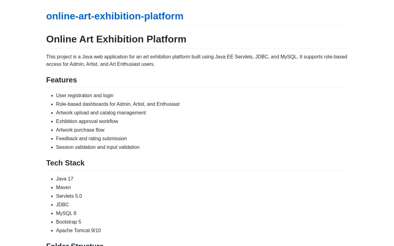 Preview of Online Art Exhibition Platform