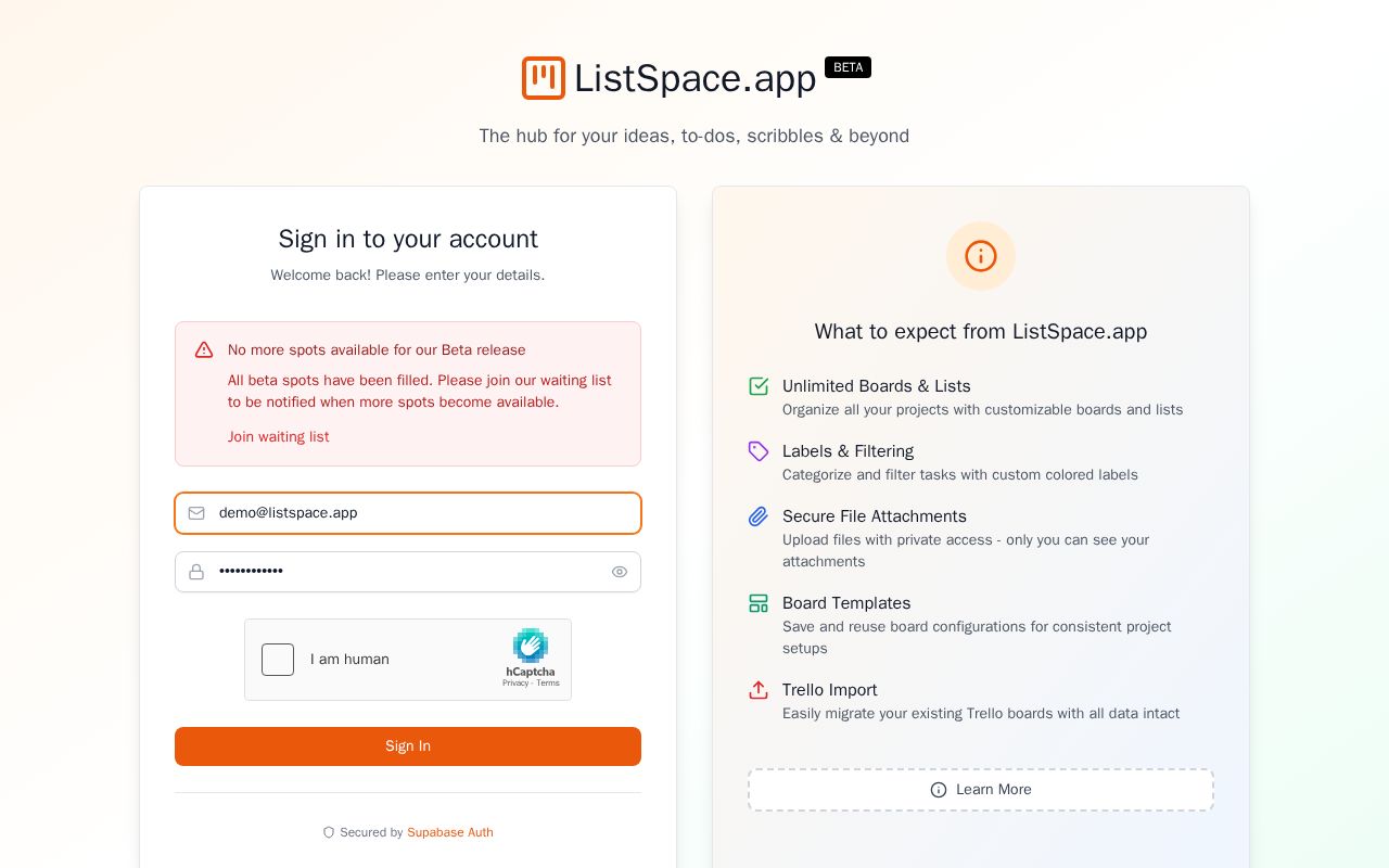 Preview of ListSpace.app