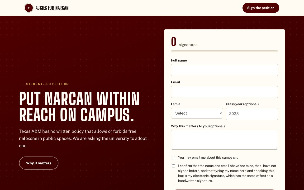Preview of Aggies for Narcan