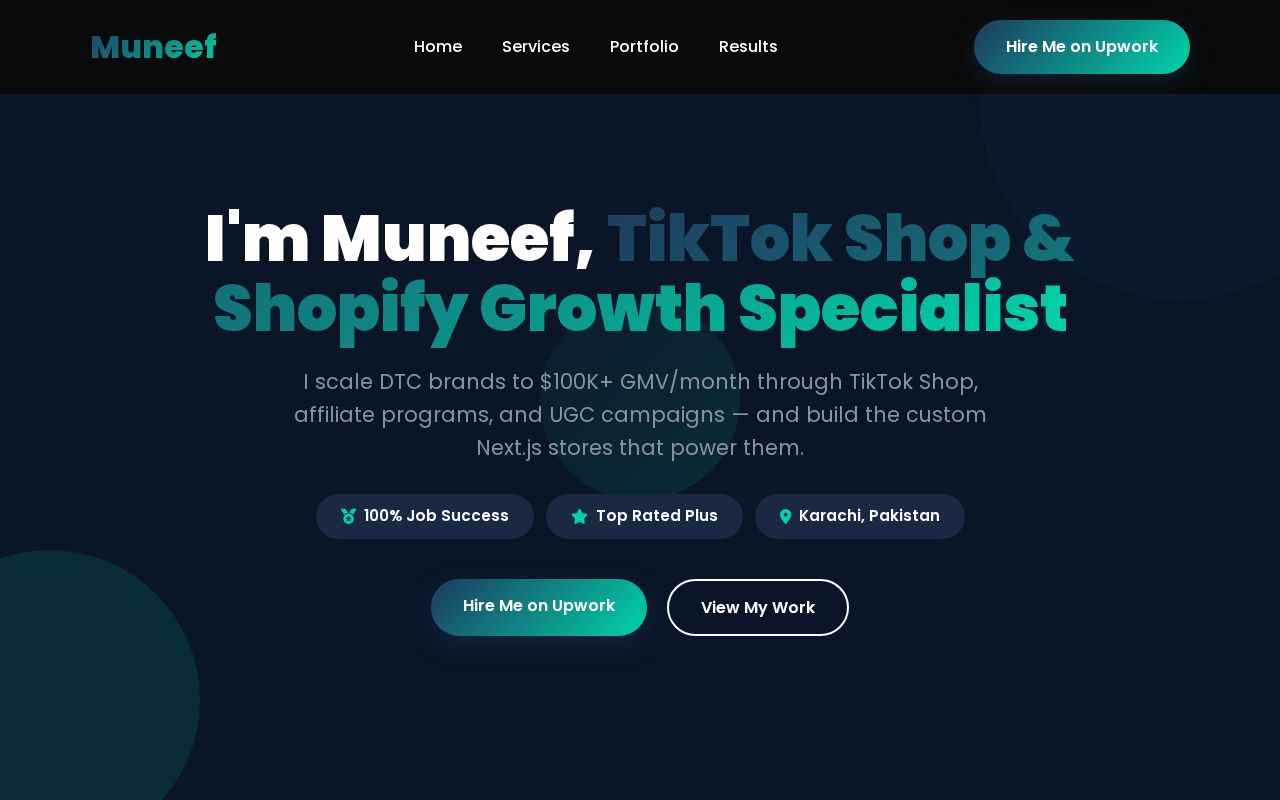 Preview of Muneef Moin - freelance developer portfolio landing page