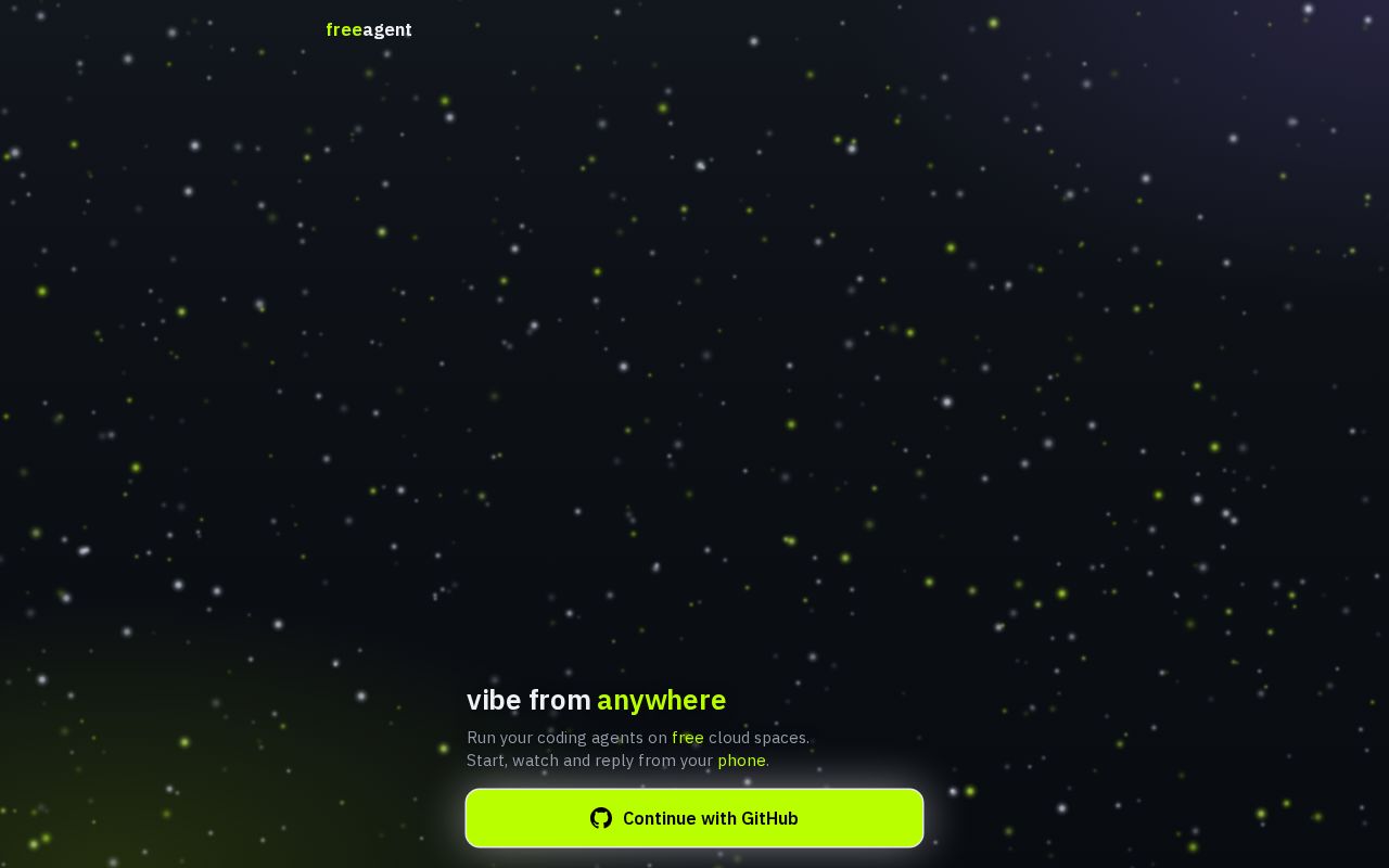 Preview of free agents running on the cloud, just login with github / huggingface