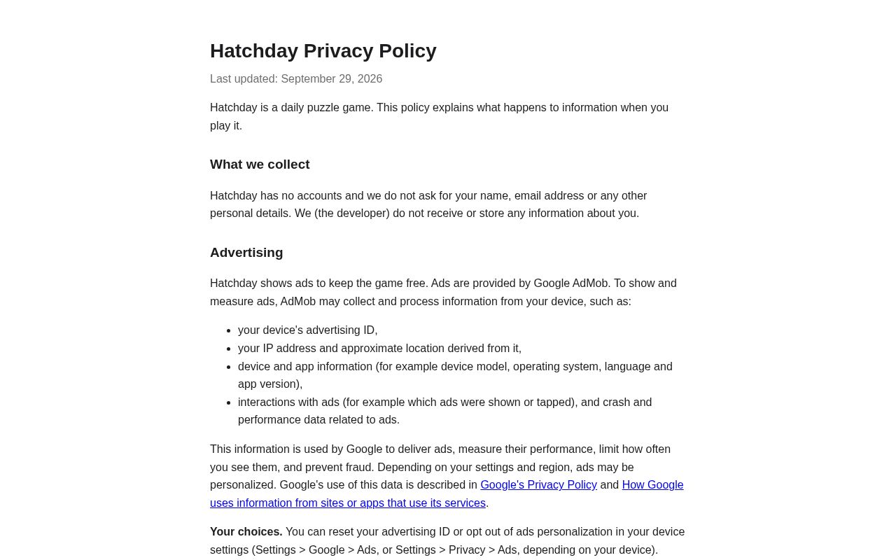 Preview of Hatchday Privacy